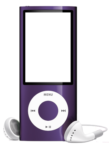 Purple iPod with white earbuds